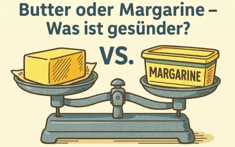 Eine Waage vergleicht einen Block Butter mit einer Margarine-Packung. Die Frage: Butter oder Margarine – was ist gesünder?